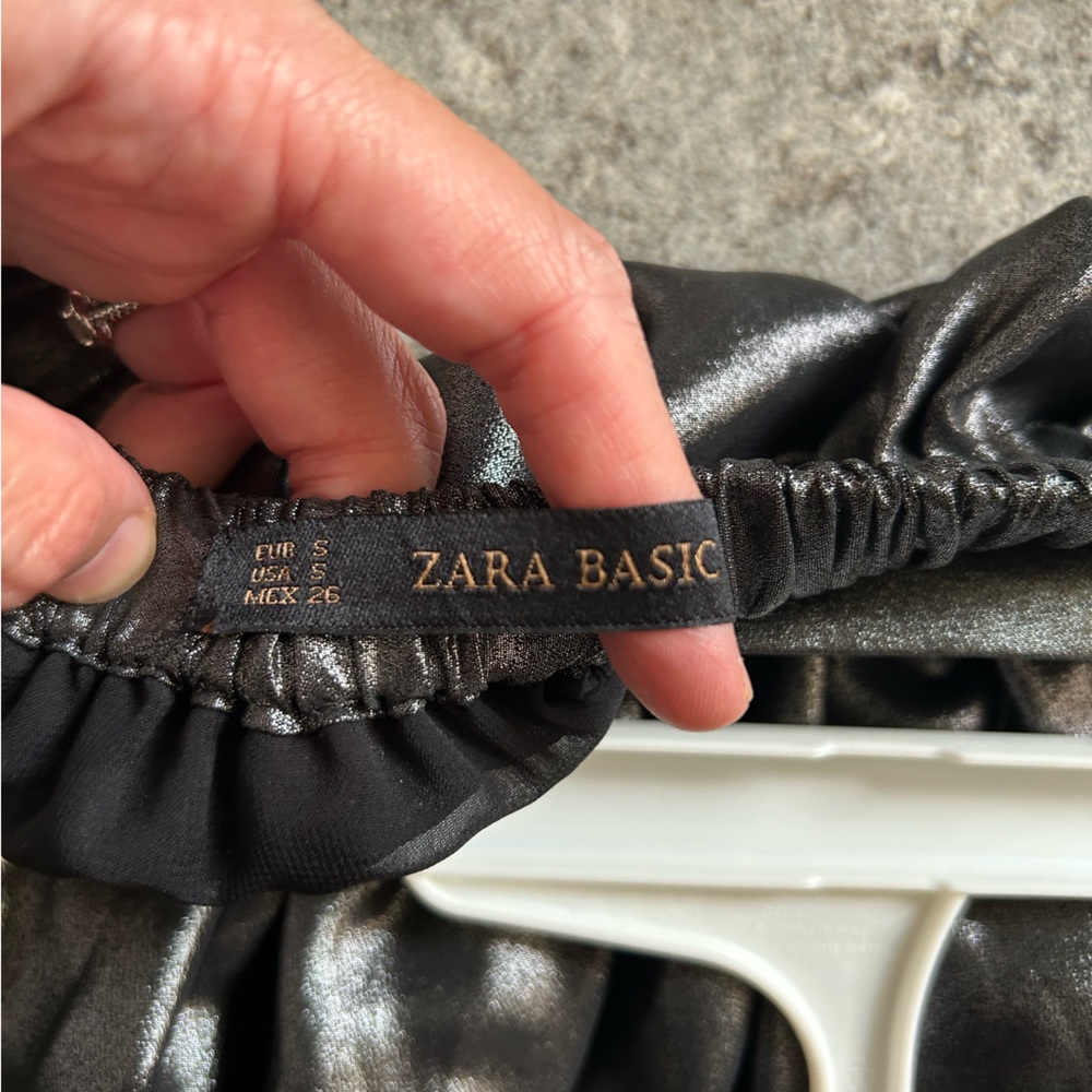 Zara Metallic Pewter Shimmer Midi Skirt - Picture 4 of 7